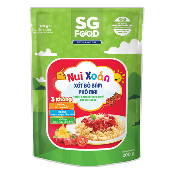 Nui xoắn ăn dặm xốt bò bằm, phô mai SG Food 200g (từ 1 tuổi) chính hãng 100% - AVAKids.com