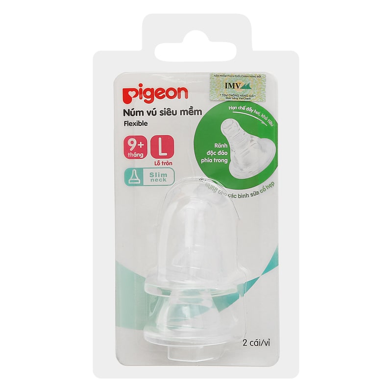 Bộ 2 núm ti Pigeon siêu mềm cổ hẹp size L (từ 9 tháng) 2