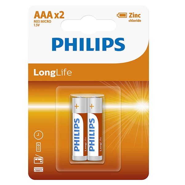 Pin AAA 2 viên Philips Zinc Carbon R03L2B