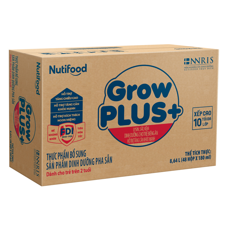 Lốc 4 hộp sữa pha sẵn Nutifood GrowPLUS+ xanh hương vani 180 ml cho trẻ biếng ăn (từ 2 tuổi) 11