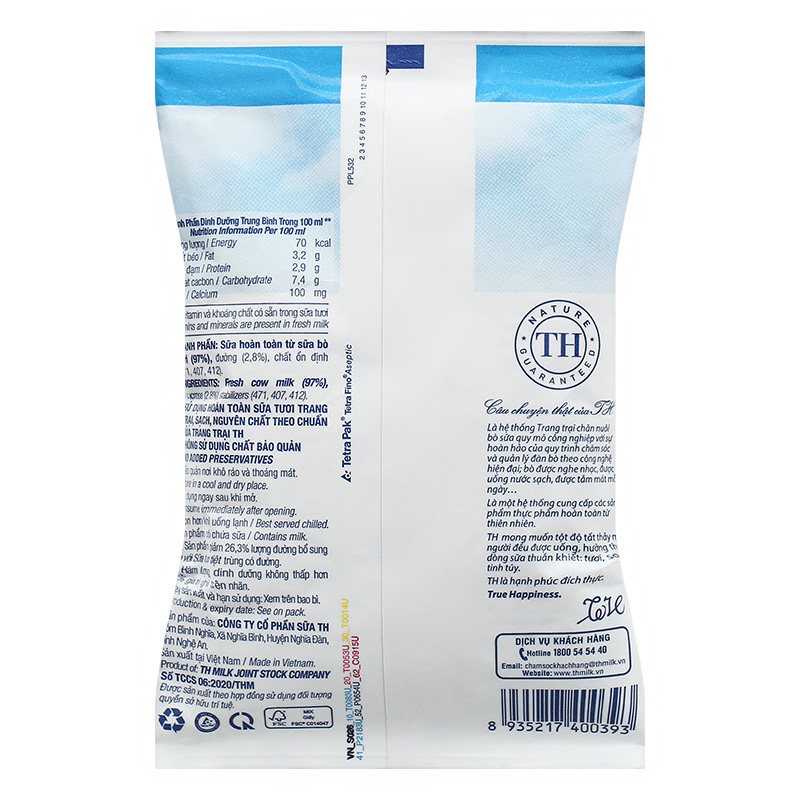 Sữa tươi tiệt trùng TH true MILK ít đường 220 ml (từ 1 tuổi) 11