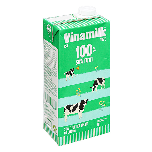 Thùng 12 hộp sữa Vinamilk có đường 1 lít giá tốt - AVAKids.com