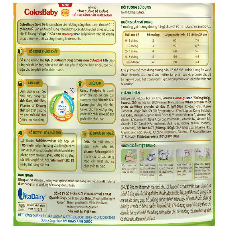 Sữa bột ColosBaby Gold 0+ (sữa non) hương vani 800g (0 - 12 tháng) - Giao ngẫu nhiên 9