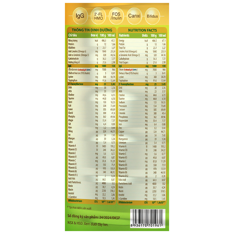 Sữa bột ColosBaby Gold 0+ (sữa non) hương vani 800g (0 - 12 tháng) - Giao ngẫu nhiên 10