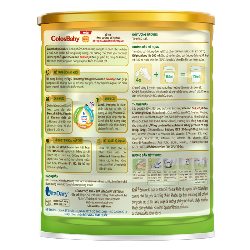 Sữa bột ColosBaby Gold 2+ (sữa non) hương vani 800g (từ 2 tuổi) - Giao ngẫu nhiên 7
