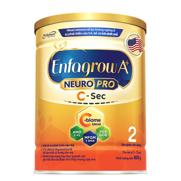 Sữa bột Enfagrow A+ C-Sec 2 800g (1 - 3 tuổi) - AVAKids.com