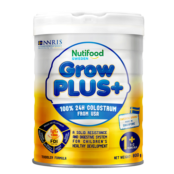 Sữa bột Nutifood GrowPLUS+ vàng 1+ (sữa non) hương vani 800g (1 - 2 tuổi) chính hãng, giá tốt - AVAKids.com