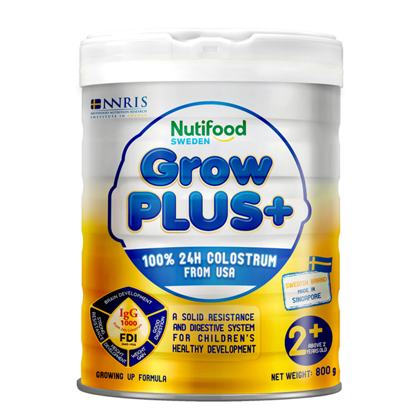 Sữa bột Nutifood GrowPLUS+ vàng 2+ (sữa non) hương vani 800g (từ 2 tuổi) giá tốt - AVAKids.com