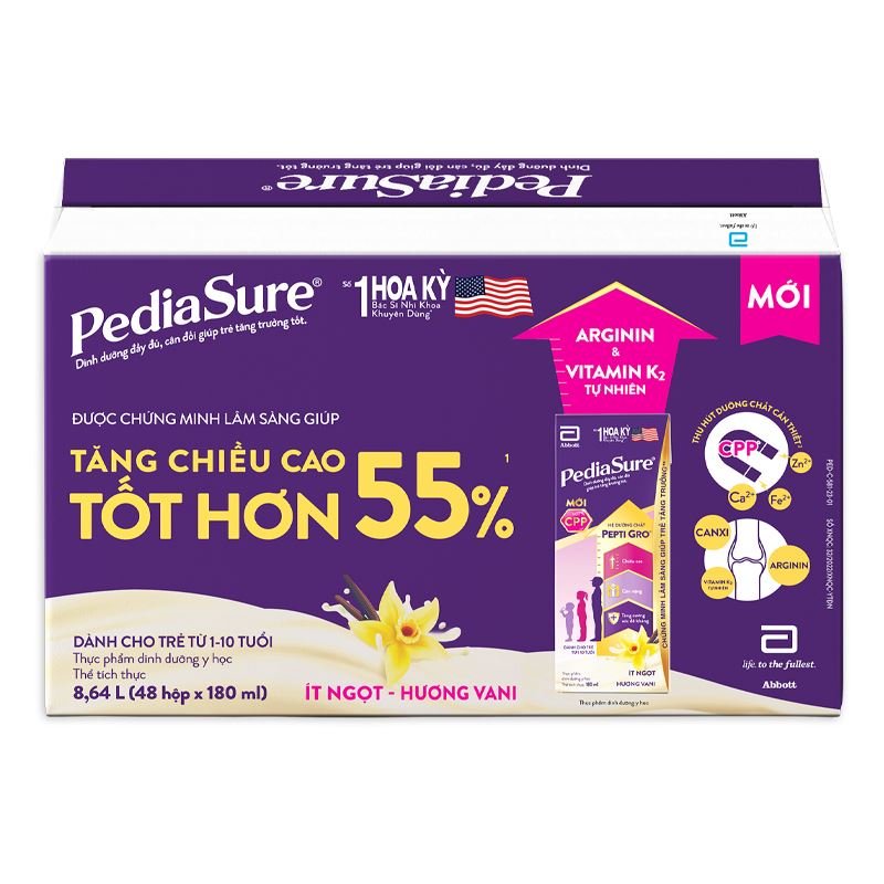 Thùng 48 hộp sữa pha sẵn Abbott PediaSure hương vani 180 ml (1 - 10 tuổi) - Giao bao bì ngẫu nhiên 3