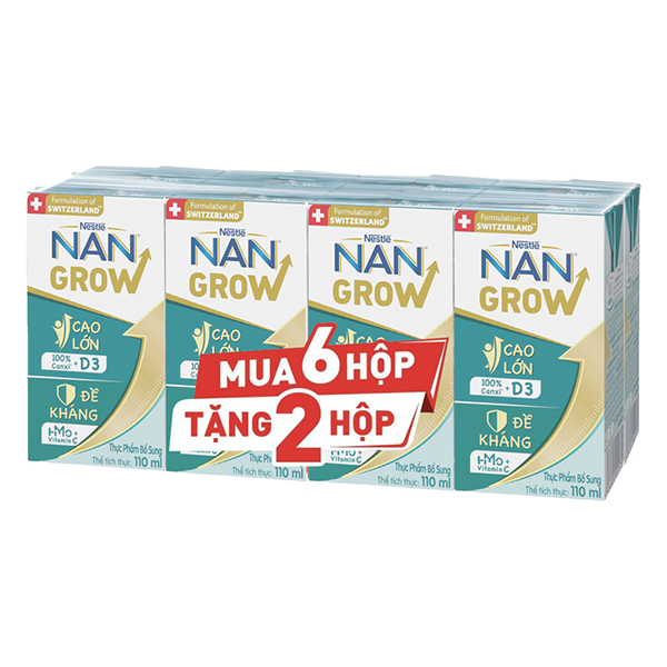 Lốc 6 + 2 hộp sữa pha sẵn Nestlé NAN Grow 110 ml GIÁ TỐT - AVAKids.com