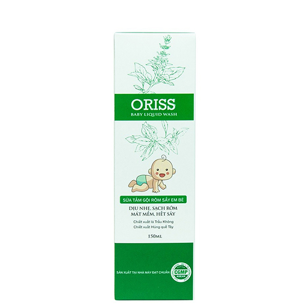 Sữa tắm & gội rôm sảy 2in1 cho bé Oriss chiết xuất lá trầu và húng quế 150 ml (0 - 6 tuổi), an toàn - AVAKids.com