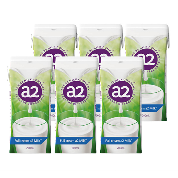 Lốc 6 hộp sữa tươi tiệt trùng a2 Milk không đường 200 ml (từ 1 tuổi) chính hãng - AVAKids.com