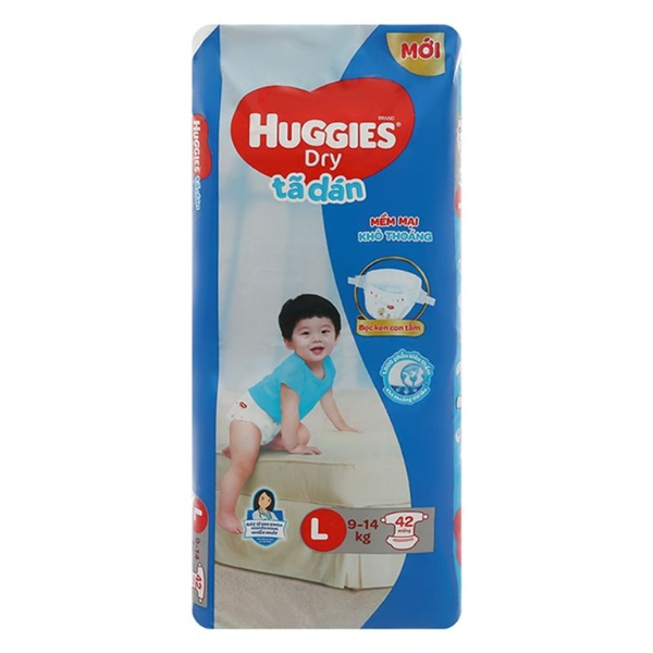 Tã dán Huggies Dry size L 42 miếng giá tốt - AVAKids.com