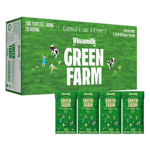 Lốc 4 hộp sữa tươi tiệt trùng Vinamilk Green Farm có đường 110 ml (từ 1 tuổi) 9