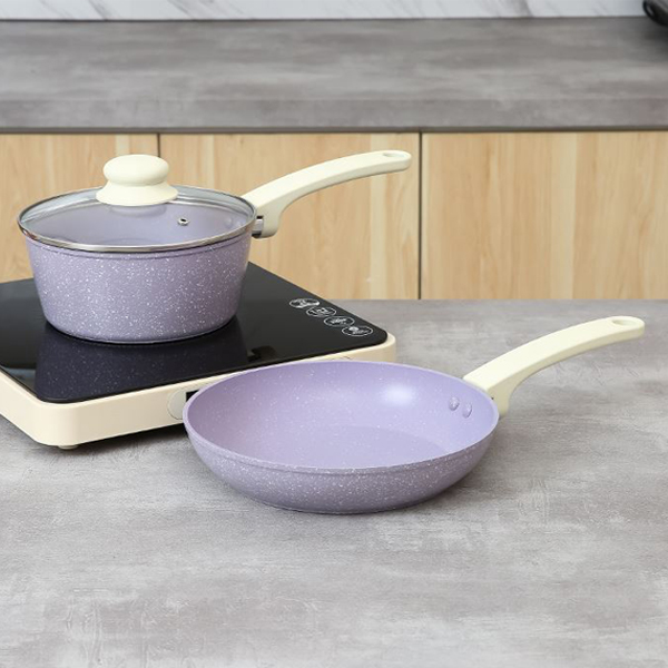 Bộ chảo quánh nhôm chống dính nắp kính Green Cook GCS247-T2