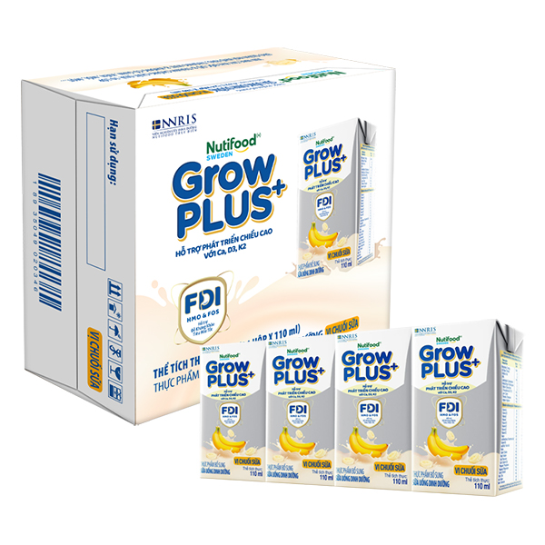 Thùng 24 hộp sữa pha sẵn Nutifood GrowPLUS+ bạc