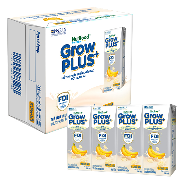 Thùng 24 hộp sữa pha sẵn Nutifood GrowPLUS+ bạc