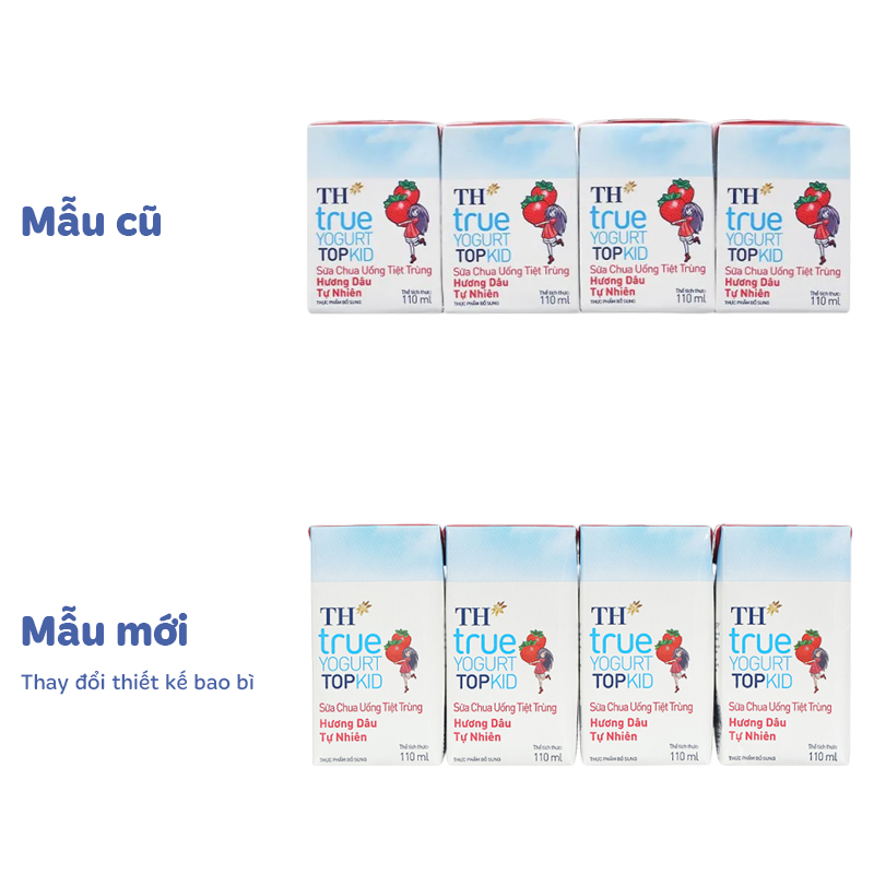 Thùng 48 hộp sữa chua uống tiệt trùng TH true YOGURT TOPKID vị dâu 110 ml (từ 2 tuổi) - Giao bao bì ngẫu nhiên 3