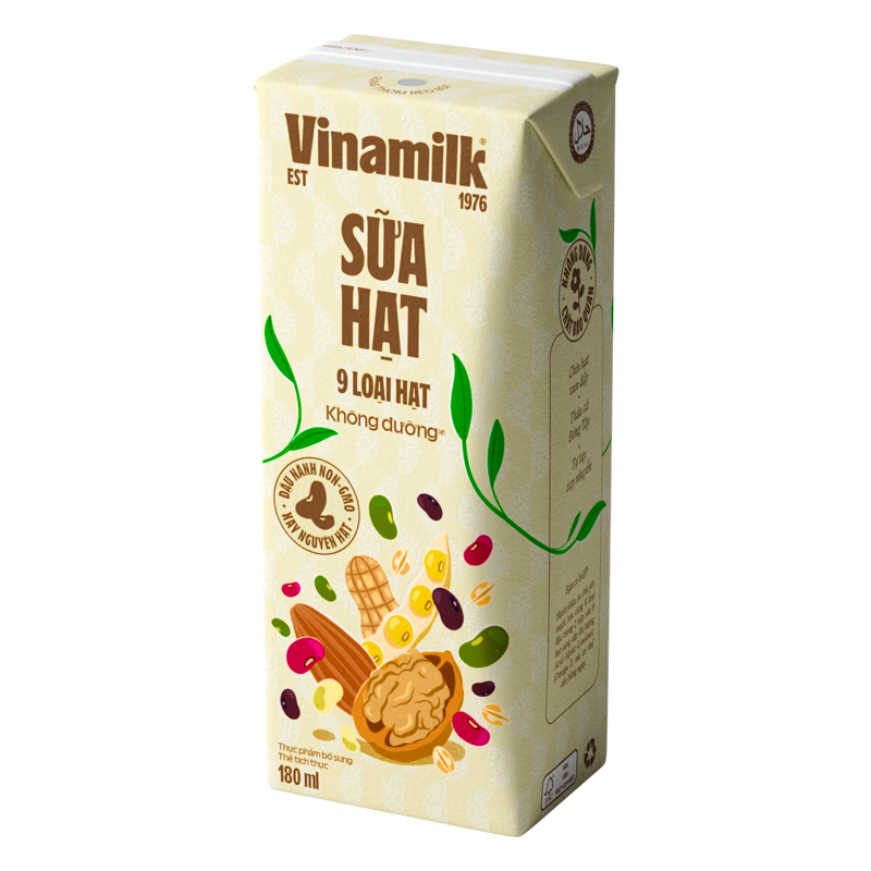 Thùng 24 hộp sữa hạt Vinamilk 9 loại hạt không đường 180 ml (từ 4 tuổi) 6