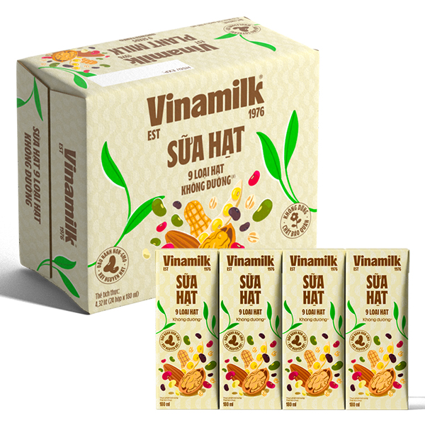 Thùng 24 hộp sữa hạt Vinamilk 9 loại hạt không đường