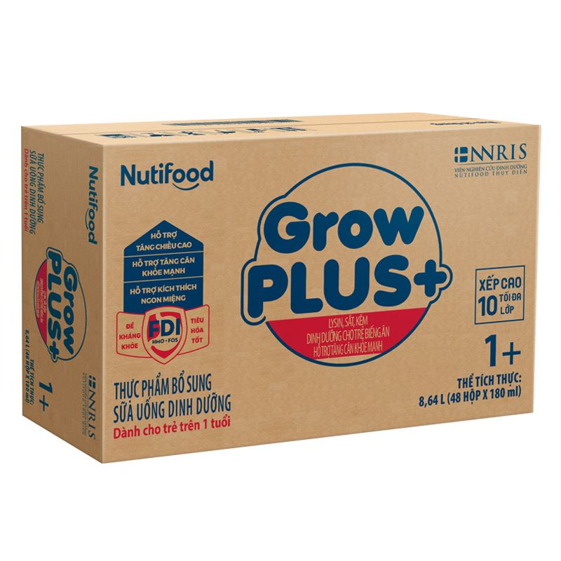 Thùng 48 hộp sữa pha sẵn Nutifood GrowPLUS+ xanh 1+ hương vani 180 ml cho trẻ biếng ăn (1 - 2 tuổi) 2