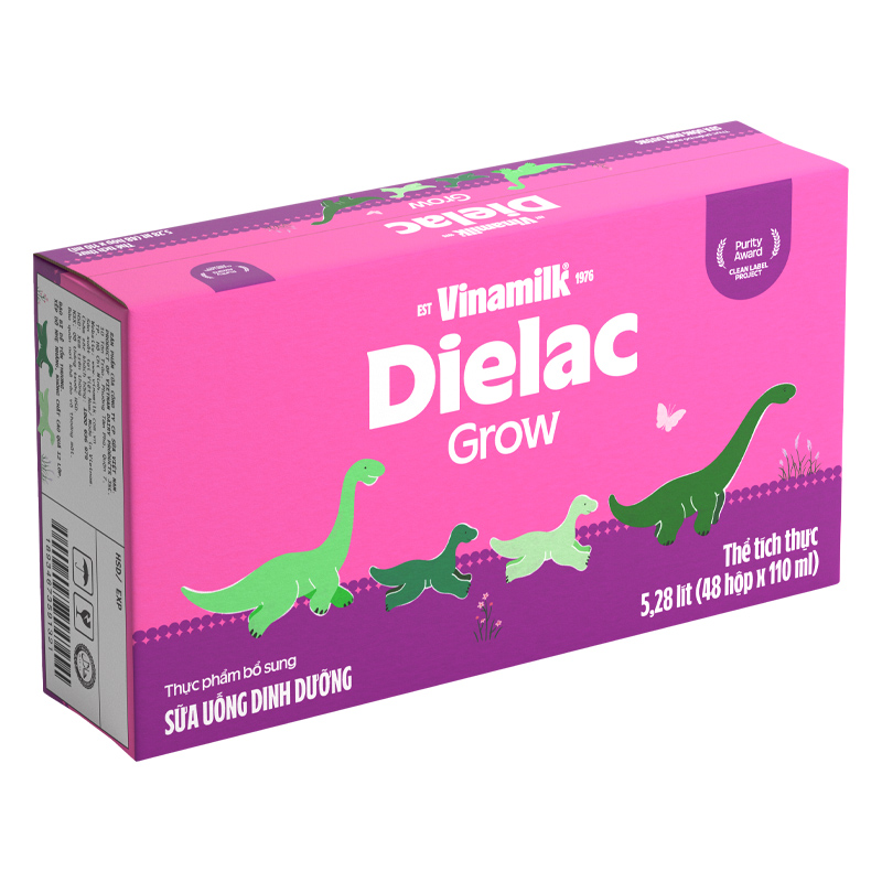 Lốc 4 hộp sữa non pha sẵn Dielac Grow 110 ml (từ 1 tuổi) - Giao bao bì ngẫu nhiên 12