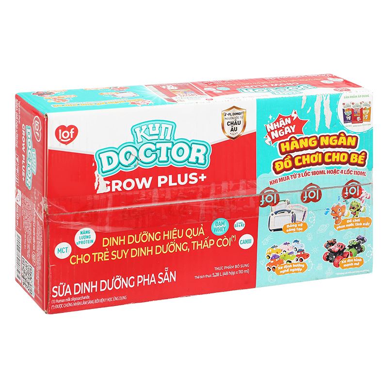 Thùng 48 hộp sữa pha sẵn Kun Doctor Grow Plus+ hương vani 110 ml cho trẻ suy dinh dưỡng, thấp còi (từ 1 tuổi) 2