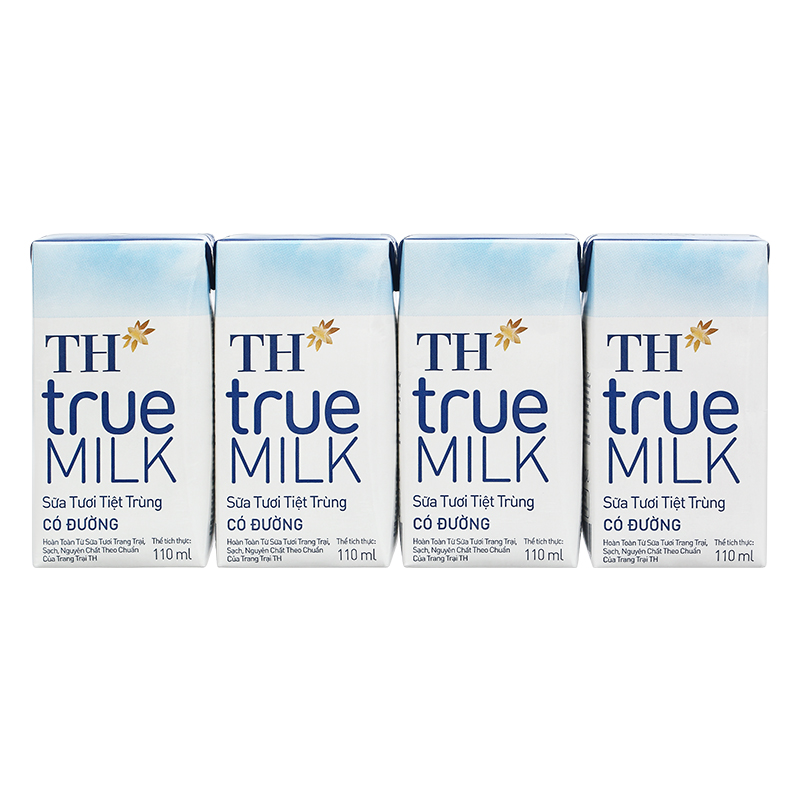 Lốc 4 hộp sữa tươi tiệt trùng TH true MILK có đường 110 ml (từ 1 tuổi) 16