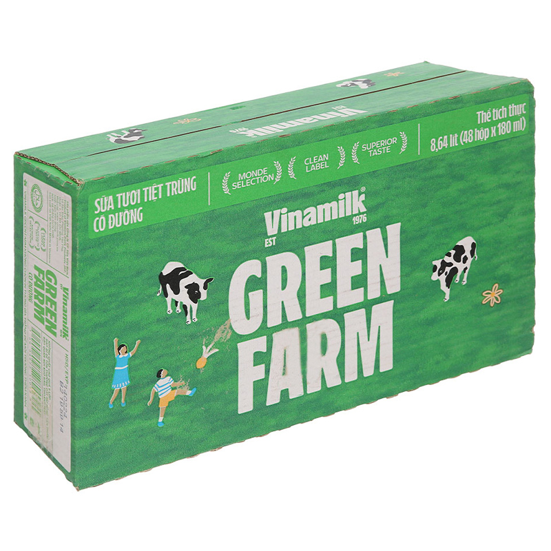 Thùng 48 hộp sữa tươi Vinamilk Green Farm có đường 180 ml (từ 1 tuổi) 4