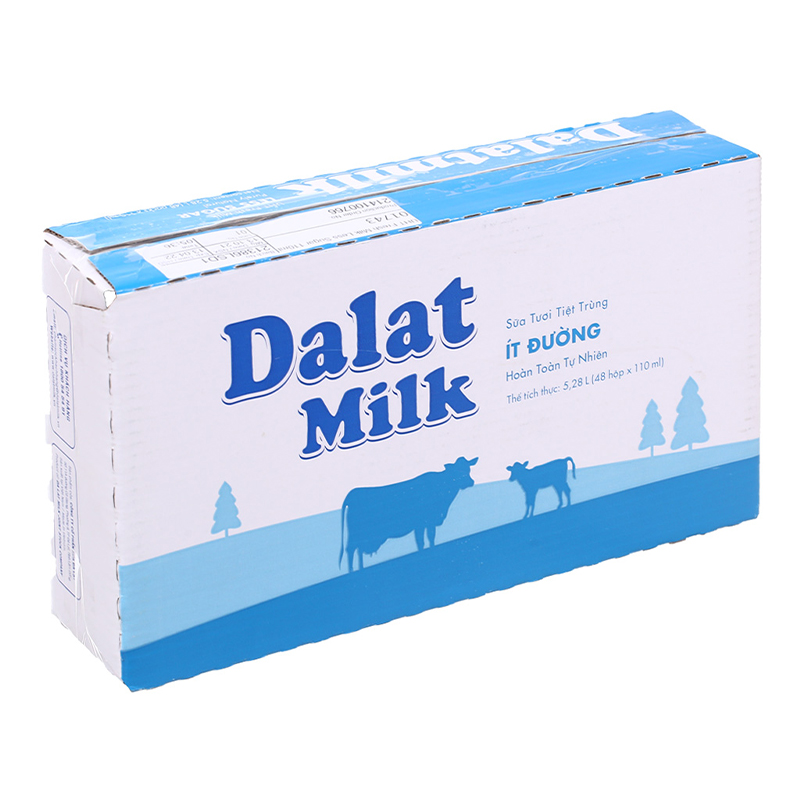 Thùng 48 hộp sữa tươi tiệt trùng Dalat Milk ít đường 110 ml (từ 1 tuổi) 2