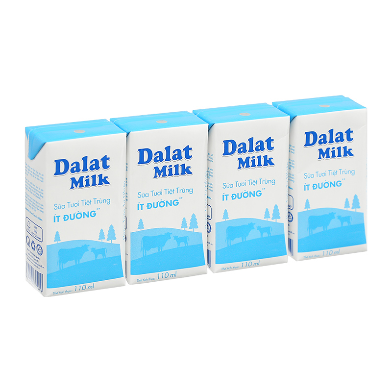 Thùng 48 hộp sữa tươi tiệt trùng Dalat Milk ít đường 110 ml (từ 1 tuổi) 4