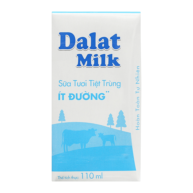 Thùng 48 hộp sữa tươi tiệt trùng Dalat Milk ít đường 110 ml (từ 1 tuổi) 8