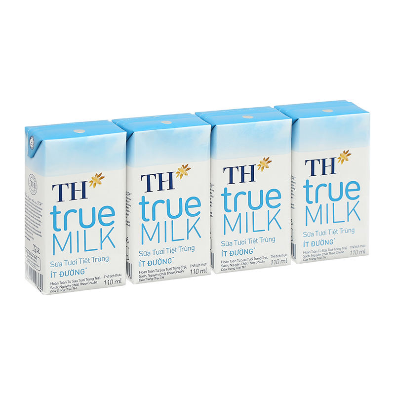 Lốc 4 hộp sữa tươi tiệt trùng TH true MILK ít đường 110 ml (từ 1 tuổi) 15