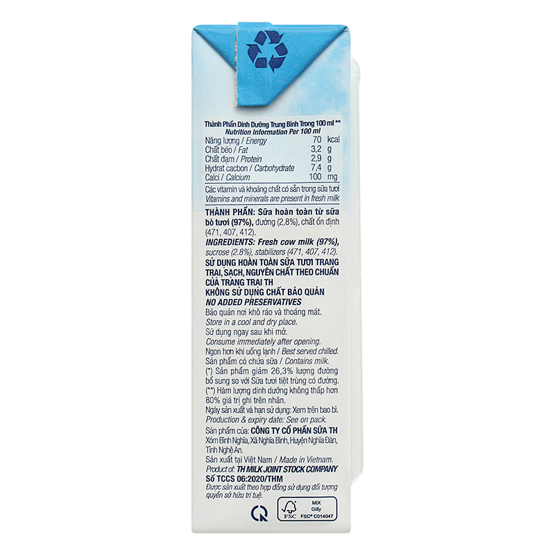 Thùng 48 hộp sữa tươi tiệt trùng TH true MILK ít đường 180 ml (từ 1 tuổi) 11
