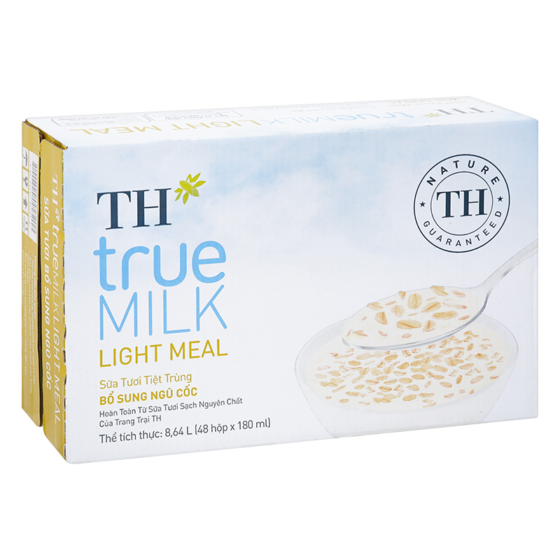 Thùng 48 hộp sữa tươi tiệt trùng TH true MILK Light Meal ngũ cốc ít đường 180 ml (từ 1 tuổi) 2