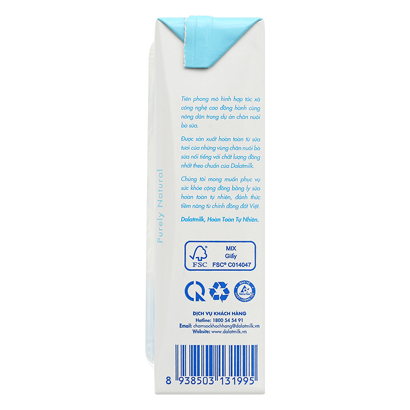 Lốc 4 hộp sữa tươi tiệt trùng Dalat Milk không đường 180 ml (từ 1 tuổi) 22