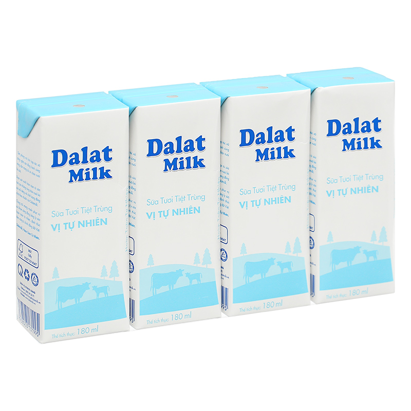 Lốc 4 hộp sữa tươi tiệt trùng Dalat Milk không đường 180 ml (từ 1 tuổi) 16