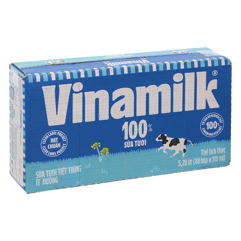 Combo 2 thùng 48 hộp sữa tươi tiệt trùng Vinamilk ít đường 110 ml (từ 1 tuổi) 16