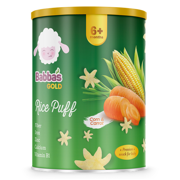 Bánh gạo ăn dặm Babba's Gold vị ngô, cà rốt