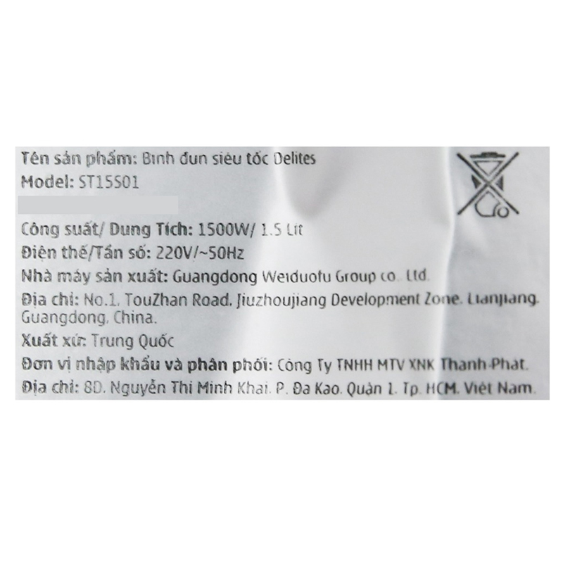 Bình đun siêu tốc Delites 1.5 lít ST15S01 9