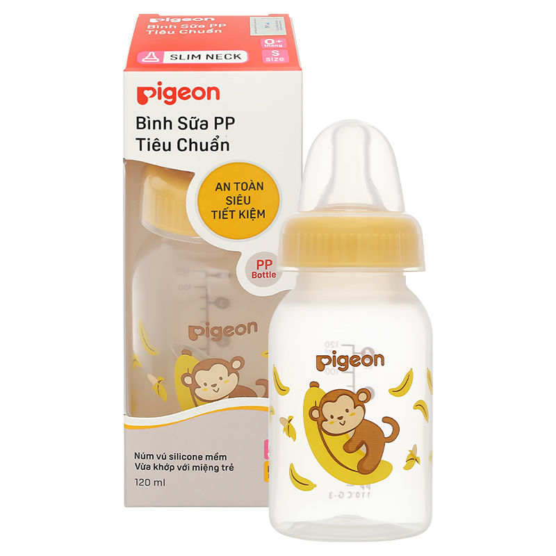 Bình sữa nhựa PP Pigeon cổ hẹp 240 ml - Hình khỉ (từ 4 tháng) 27