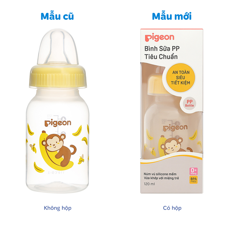 Bình sữa nhựa PP Pigeon cổ hẹp 240 ml - Hình khỉ (từ 4 tháng) 18