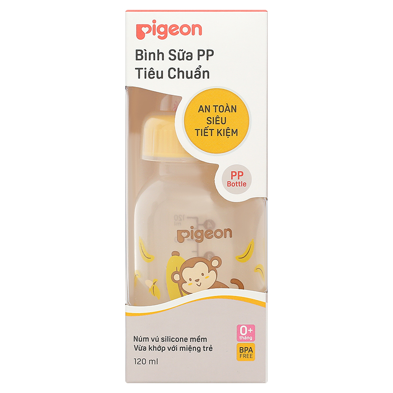 Bình sữa nhựa PP Pigeon cổ hẹp 240 ml - Hình khỉ (từ 4 tháng) 28