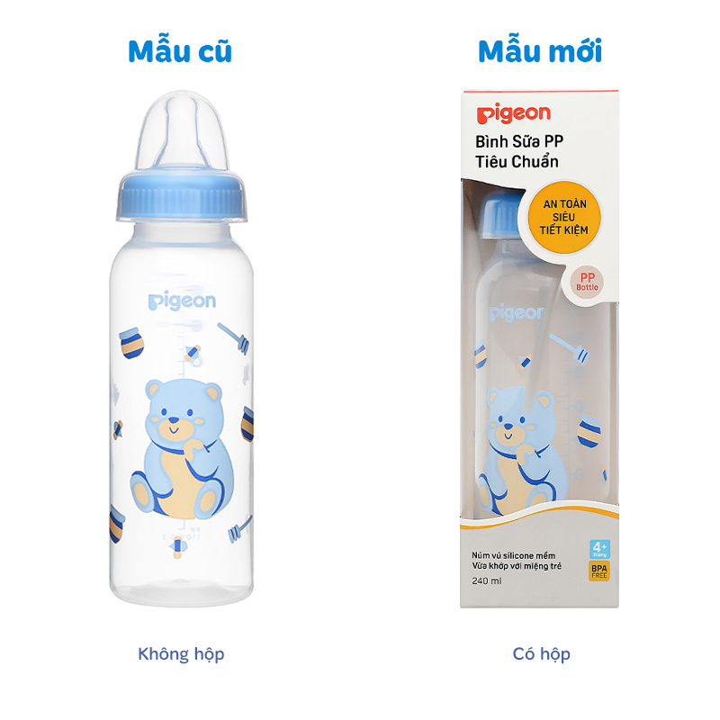 Bình sữa nhựa PP Pigeon cổ hẹp 240 ml - Hình gấu (từ 4 tháng) 2