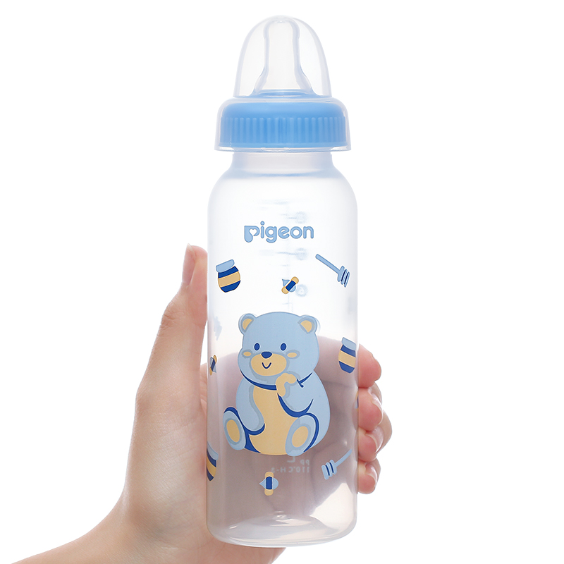 Bình sữa nhựa PP Pigeon cổ hẹp 240 ml - Hình gấu (từ 4 tháng) 9