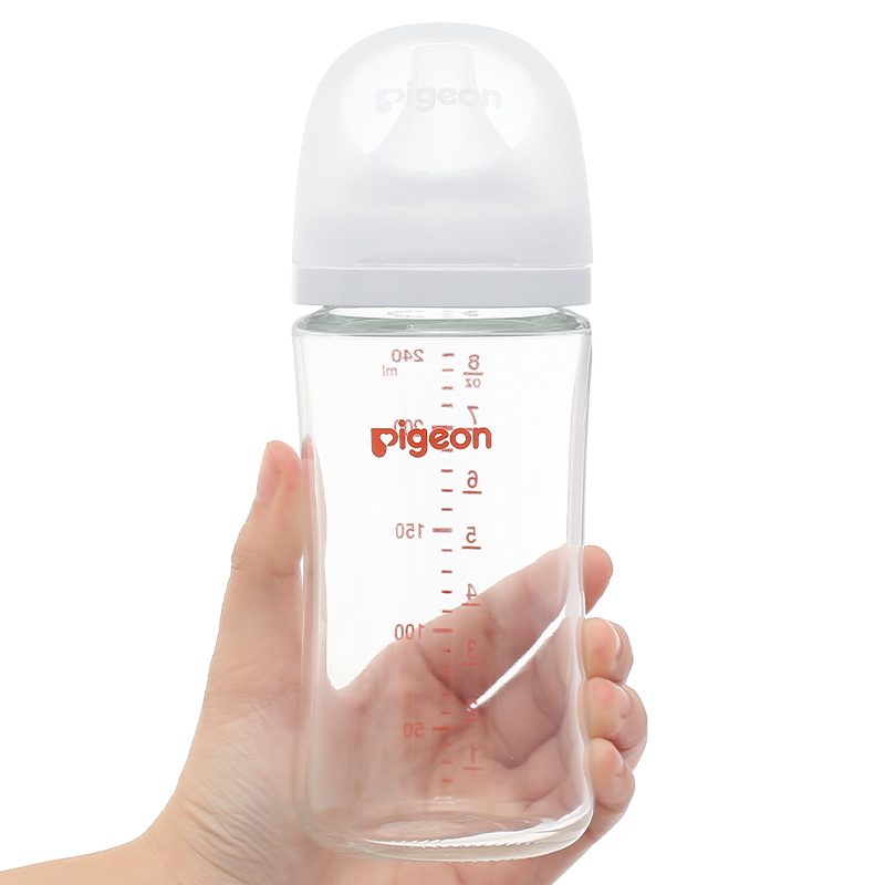 Bình sữa thủy tinh Pigeon Softouch Baby-Friendly World cổ rộng 240 ml (từ 3 tháng) 8