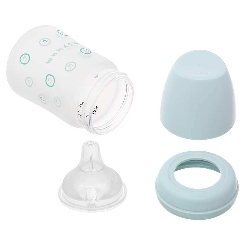 Bình sữa thủy tinh tráng silicone Moyuum cổ rộng 240 ml - Mặt cười (từ 2 tháng) 17