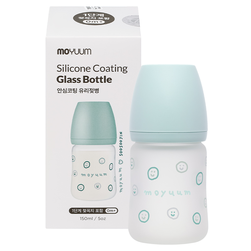 Bình sữa thủy tinh tráng silicone Moyuum cổ rộng 240 ml - Mặt cười (từ 2 tháng) 22