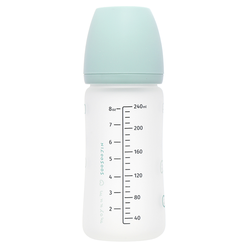 Bình sữa thủy tinh tráng silicone Moyuum cổ rộng 240 ml - Mặt cười (từ 2 tháng) 2