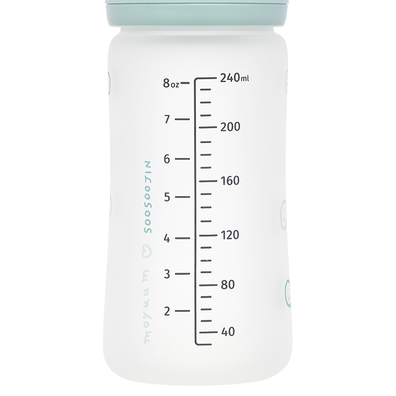Bình sữa thủy tinh tráng silicone Moyuum cổ rộng 240 ml - Mặt cười (từ 2 tháng) 3